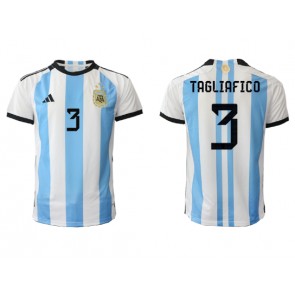 Argentina Nicolas Tagliafico #3 Replica Home Stadium Shirt World Cup 2022 Short Sleeve
